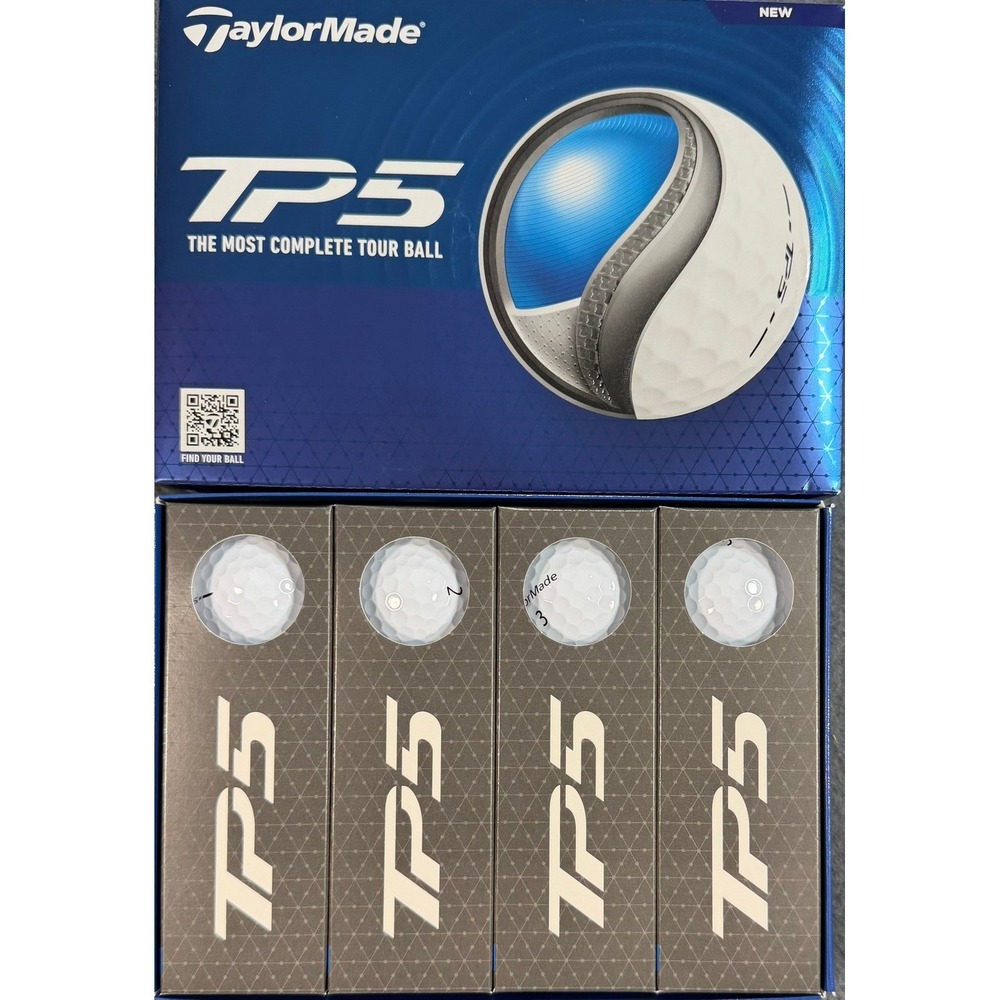 TaylorMade TP5 Golf Balls White 12 Pack New Speed Wrapped Core 5-Layer Tour Ball